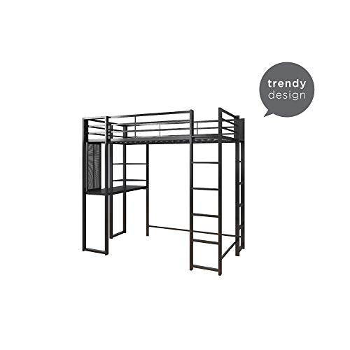 DHP Abode Metal Frame With Desk And Ladder, Full, Black 1 Loft Bed, Twin