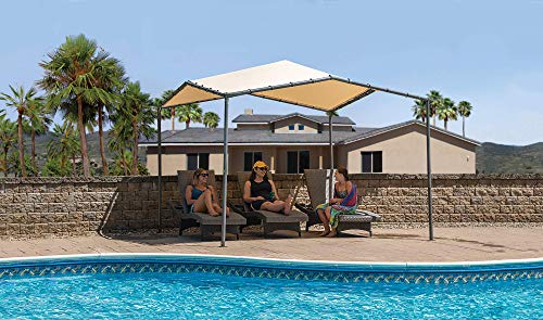 ShelterLogic 10' x 10' Pacifica Gazebo Canopy Charcoal Carbon Steel Frame and Marzipan Tan Water Resistant and Sun Protection Cover