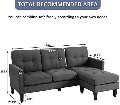 RELAXIXI Mid-Century Retro Modern Living Room Sofa Set with Loveseat and Seating Sofa Chair, Couch and Lounge Chairs(1 Set,Gray)