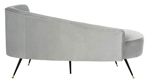 Safavieh Home Evangeline Glam Grey Velvet and Black Parisian Settee Loveseat