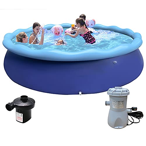 Tyaise 12 ft X 30 Quick Set Inflatable Above Ground Pool. Inflatable Swimming Pools for Kids, Adults and Family. Top Ring Pool Easy to Setup in Backyard and Outdoor (Air Pump+ 600gal Filter Included)