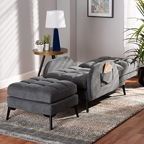 Baxton Studio Belden Living Room Sets, Grey/Black