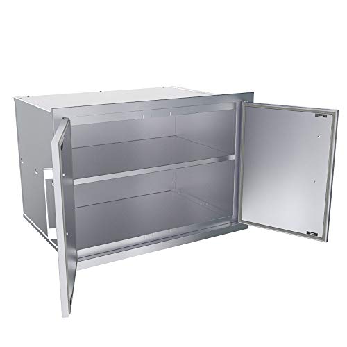 SUNSTONE BA-DSH30 Beveled Frame 30-Inch Stainless Steel Weather Sealed Dry Storage Pantry