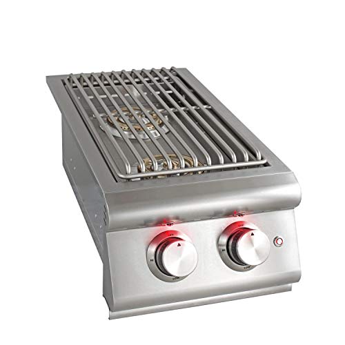 Blaze Premium LTE Built-in Natural Gas Stainless Steel Double Side Burner with Lid - BLZ-SB2LTE-NG