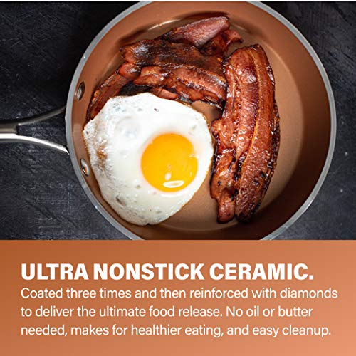 Gotham Steel Hammered Copper Collection – 20 Piece Premium Cookware & Bakeware Set with Nonstick Copper Coating, Includes Skillets, Stock Pots, Deep Square Fry Basket, Cookie Sheet and Baking Pans