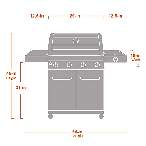 Monument Grills 41847NG Convertible 4-Burner Natural Gas Grill ,Stainless Steel Propane Grills, LED Controls,Side Burner(Without Conversion Kit)