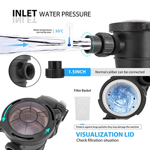 VIVOHOME 1.0 HP 5220 GPH Powerful Above Ground Swimming Pool Pump with Strainer Basket