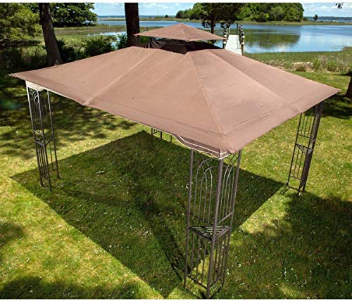 Sunjoy L-GZ798PST-E-A New Regency III Gazebo 10' x 12' with Mosquito Netting, Brown