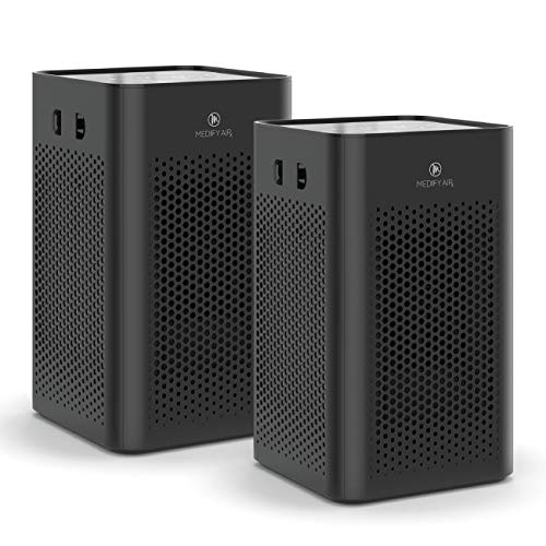 Medify MA-25 Air Purifier with H13 True HEPA Filter | 500 sq ft Coverage | for Smoke, Smokers, Dust, Odors, Pet Dander | Quiet 99.9% Removal to 0.1 Microns | Black, 2-Pack