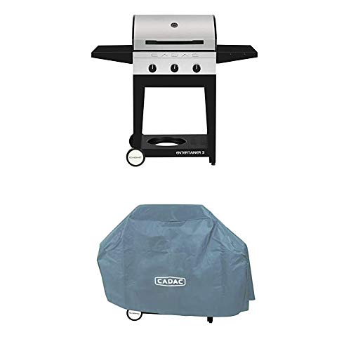 Cadac 98250-31G01-US Entertainer 3 Propane Gas BBQ Grill with 3 Burners, Stainless Steel & Burner Cover for Entertainer 3 and Meridian 3 Grills