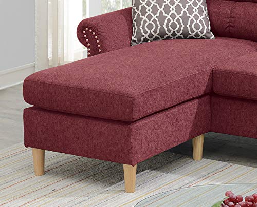 Poundex 2 Piece Reversible Paprika Red Sectional