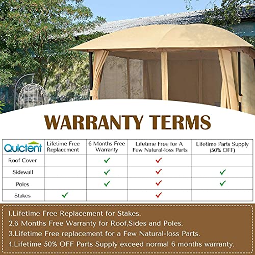 Quictent 12x12ft Patio Gazebo，Outdoor Gazebo with Mosquito Netting and sidewalls,Soft Top Sceened Gazebo for Patios,Deck and Backyard (Begie)