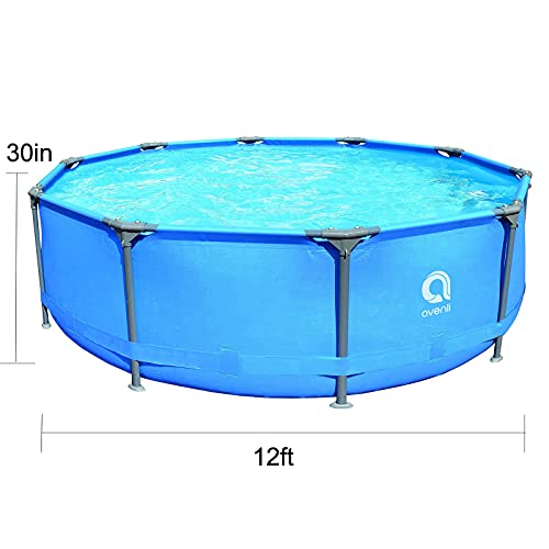 DIMAR GARDEN Steel Frame Round Swimming Pool Set with 300Gal Filter Pump, Durable and Easy Set, Garden and Backyard, 12ft x 30in