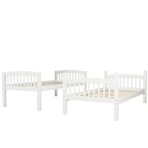 Harper&Bright Designs Bunk Bed Solid Wood Twin Over Twin Bunk Beds with Ladder (White..)