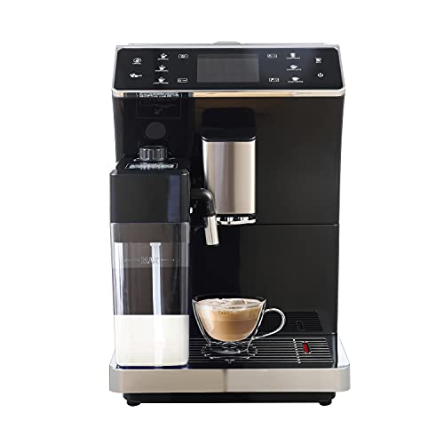 Fully Espresso Machine,Automatic Espresso Coffee Machine With Smart Touch Screen For Espresso Cappuccino and Latte, Steel,Silver