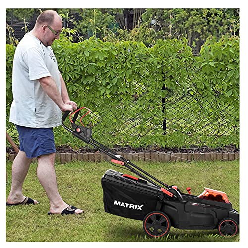 16-inch 40v Cordless Lawn Mower,Weed Eaters Grass Trimmer with 35L Grass Box,Twin F-orce Lawn Mower,2 pc 2Ah Batteries,6 Mowing Heights,3 Operation Heights (Black#28 inch-2 x 2Ah Battery)
