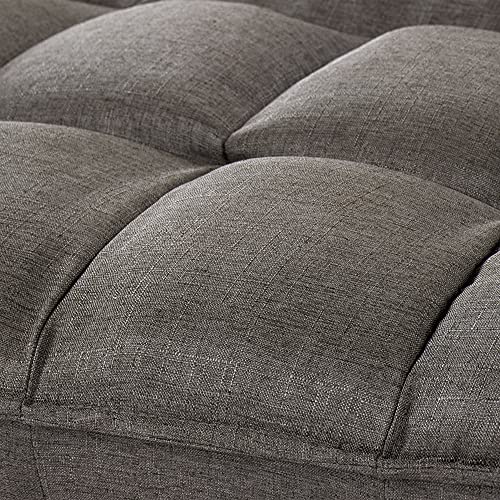 Casa Andrea Milano llc Modern Plush Tufted Linen Fabric Splitback Living Room Sleeper Futon, Small, Dark Grey