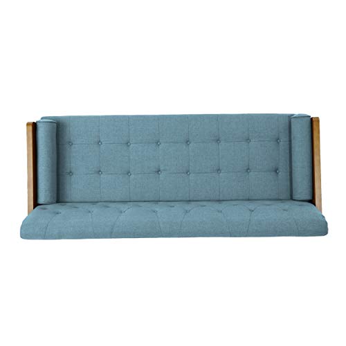 Christopher Knight Home 305141 Aidan Mid Century Modern Tufted Fabric Sofa, Blue