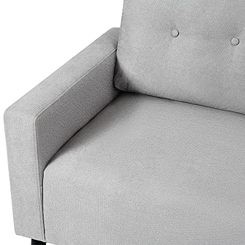 Simpol Home Linen Square Arm Loveseat Sofa Love Seats, Light Gray