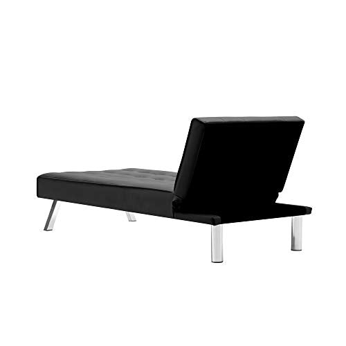 Folding Chair Sofa Bed PU Adjustable Sofa with Metal Legs Living Room Sleeping Area Sofa, Small Space Living Room Furniture Set Black