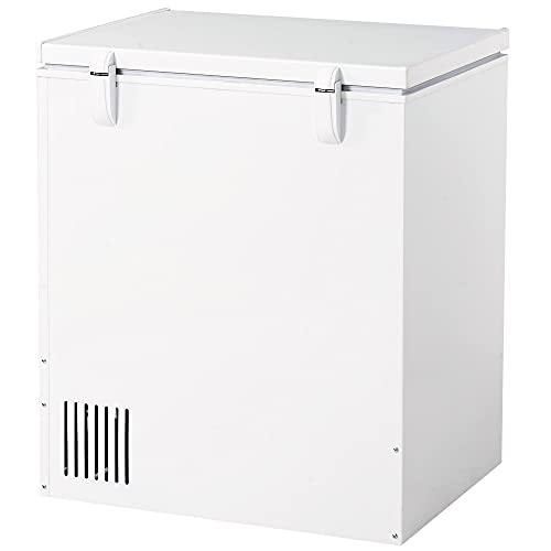 Unovivy 5 Cubic Feet Chest Freezer, Compact Freezer with Removable Storage Basket, 7 Temperature Settings, Top Open Door Freezing Machine for Home and Kitchen/Dorm/Bar/Office