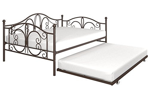 DHP Bombay Metal Full Size Daybed Frame with Included Twin Size Trundle - Bronze
