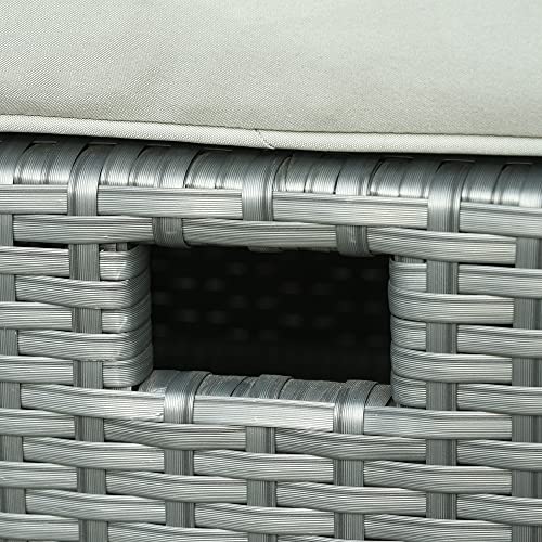 Outsunny 6-PCs Outdoor Rattan Wicker Sofa Set Angle Adjustable Recline Single Chair Conversation Set, Ottomans, w/Gas Spring & Soft Washable Cushions, Grey
