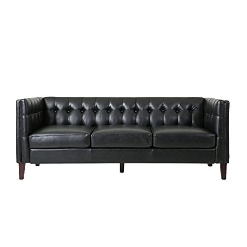 Christopher Knight Home Pondway Sofas, Midnight Black + Brown