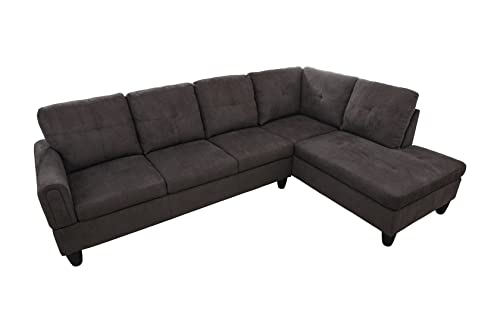 Star Home Living Right Facing Sectional 2 Pieces Set Sofas, Dark Brown