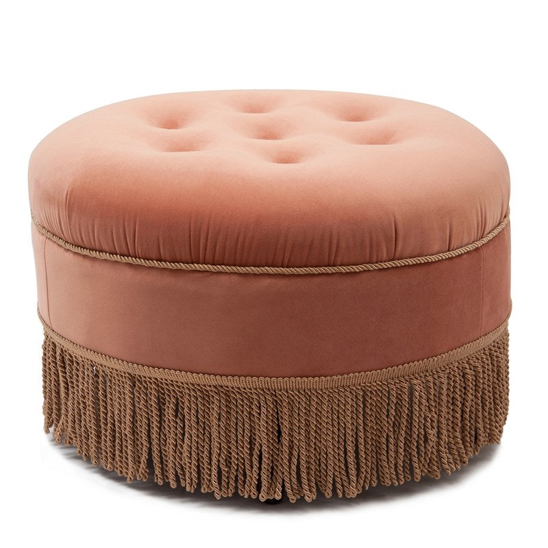 Yolanda Tufted Decorative Round Ottoman Gold Velvet