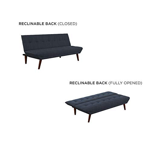 DHP Adley Small Space Modern Convertible Sofa Bed Linen Futon, Navy Blue