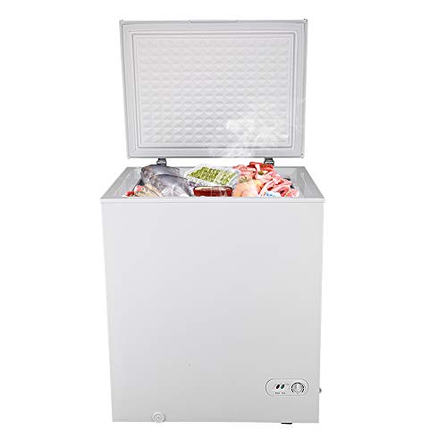 Red Pig Chest Freezer, 5.0 CU.FT/ 143L Freezer with Removable Storage Basket, 7 Temperature Settings, White