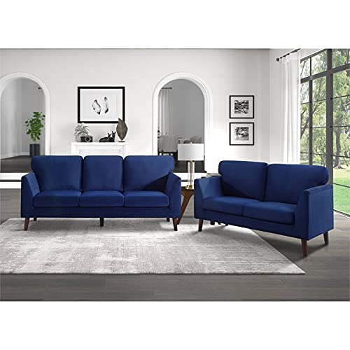 Lexicon Tolley Velvet Loveseat in Blue