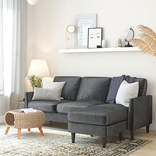 Mr. Kate Winston Reversible Sofa Sectional, Dark Gray Velvet