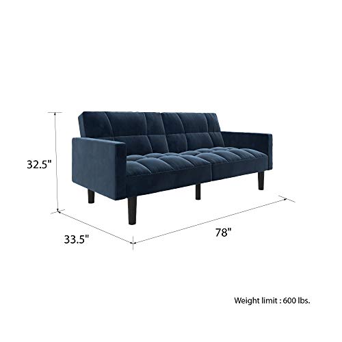 DHP Hayden Convertible Sofa Sleeper Futon with Arms - Blue Microfiber