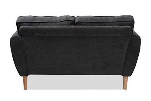 Baxton Studio Manuela Loveseat, Dark Grey