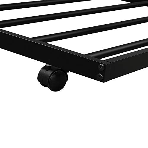 Metal Bunk Bed with Trundle, Twin Over Twin Beds Can be Divided into Two beds, Heavy Duty Triple Bed Frame with Ladders & Safety Guard Rails（Black）