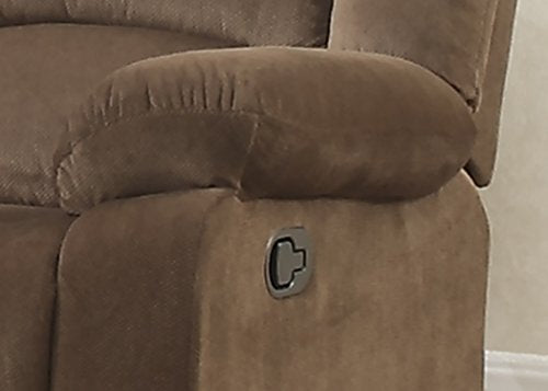 AC Pacific Bill Modern Fabric Upholstered Living Room Reclining with Padded Pillow Top Armrests, Loveseat, Brown