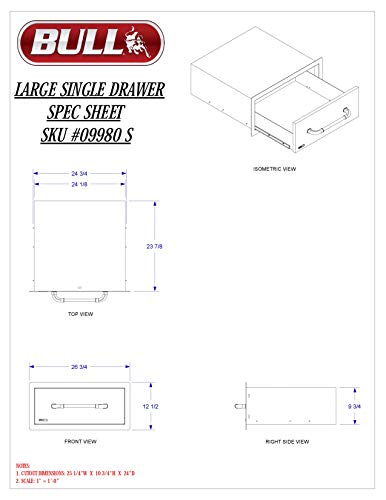 BULL Outdoor Products 09980 Kitchen Outdoor Single Drawer, Large