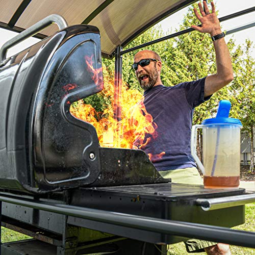 ALEKO GZBHTG01 Steel Hard Top BBQ Gazebo Grill Shelter Canopy with Serving Tables 8 x 5 x 8 Feet Brown