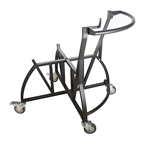 KAMaster Newly Grill Nest Rolling Cart with Handler + Foot Putter for XLarge Big Green Egg Stand with Heavy Duty Locking Caster Wheels Powder Coated Steel Rolling Nest Big Green Egg Smoker Accessories