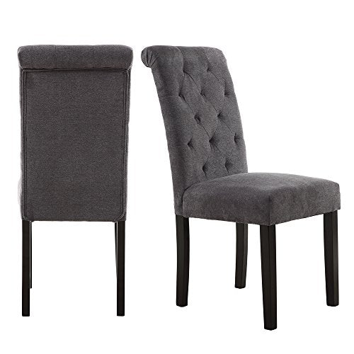 LSSBOUGHT Stylish Dining Room Chairs with Solid Wood Legs, Set of 4 (Gray)