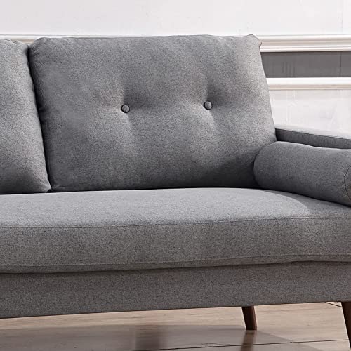 Loveseat Sofa, Mid Century Modern Decor Love Seats Furniture, Button Tufted Upholstered Love Seat Couch for Living Room (Loveseat, Light Gray)