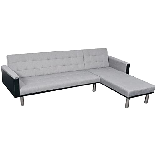 Sectionals Sofas for Living Room,Leather Faux Modern Couch,L Shaped Sofa Bed Artificial Leather Black and Gray for Hotel