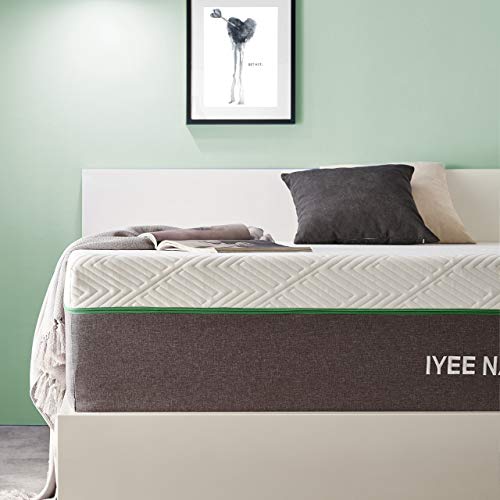 Full Size Mattress, 12 Inch Iyee Nature Cooling-Gel Memory Foam Mattress Bed in a Box, Supportive & Pressure Relief with Breathable Soft Fabric Cover, Medium Firm Feel,Gray