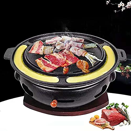 WDSZXH Portable Barbecues Outdoor Picnic Charcoal Grill Commercial Charcoal Barbecue Grill Round Cast Iron Charcoal Grill BBQ Utensils Cast Iron Grill (Color : Black, Size : 32x10cm)