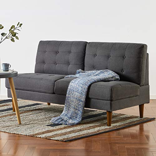 Mellow JULES Modern Armless Loveseat/Sofa/Couch, Dark Grey