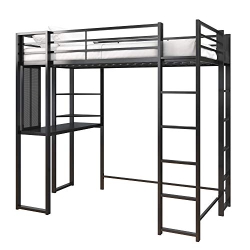 DHP Abode Metal Frame With Desk And Ladder, Full, Black 1 Loft Bed, Twin