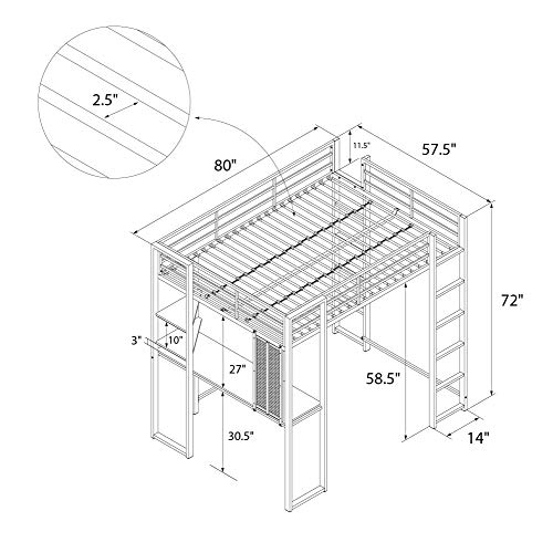 DHP Adobe Loft Bed, Silver, Full