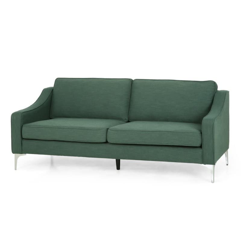 Evelyn Modern Fabric 3 Seater Sofa, Forest Green and Silver